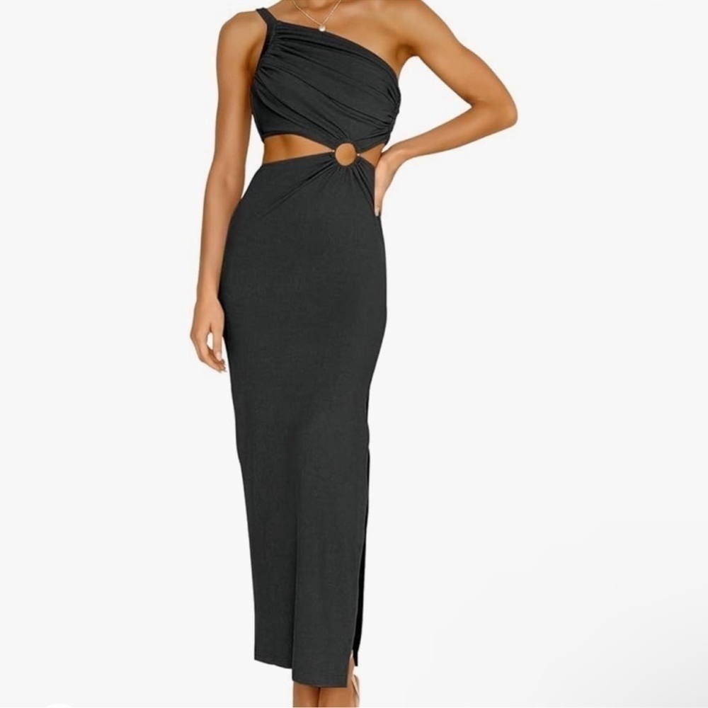 ANRABESS Summer One Shoulder Sleeveless Maxi Dress Cutout Sexy Bodycon Size S - Picture 2 of 3